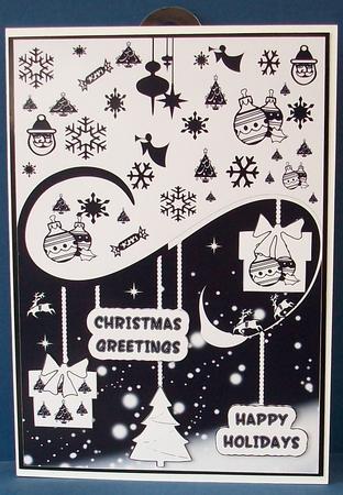 Black and White Christmas Quick Card and Bookmark by Cheryl French