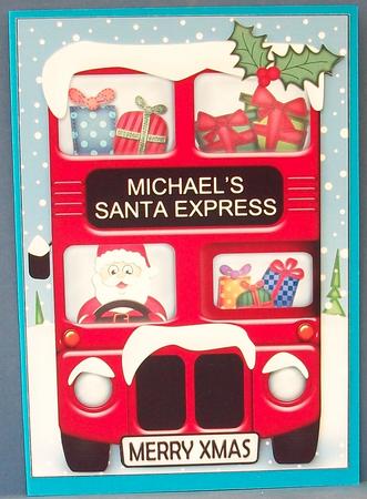 Xmas Santa Express Michael A5 Quick Card N 3D Decoupage by Cheryl French