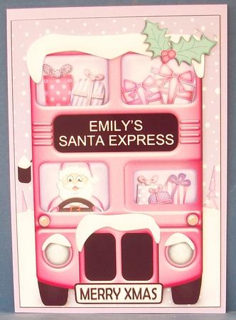 Xmas Santa Express Emily A5 Quick Card N 3D Decoupage by Cheryl French