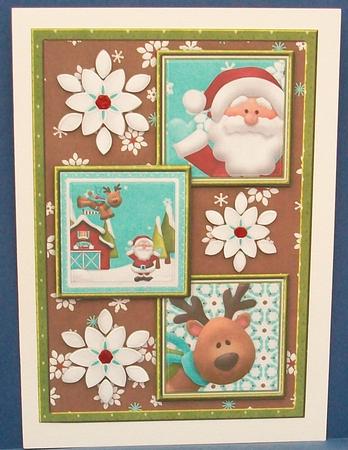 Santa and His Reindeer Three Square Quick Card by Cheryl French