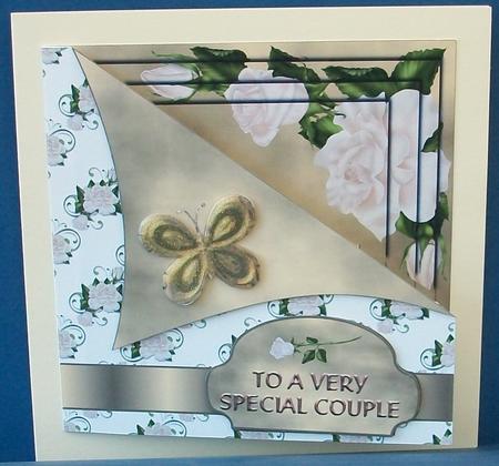 Ivory Rose & Butterfly Corner Flap Card by Cheryl French