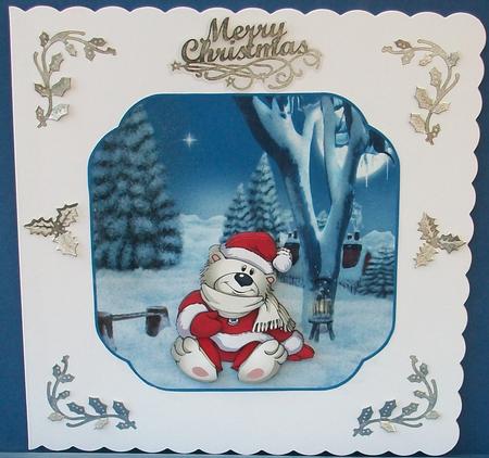 Polar Bear Dressed in His Santa Suit, Card Front and Decoupa by Cheryl French
