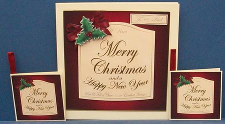 Christmas Red Wine Label with 3D Decoupage by Cheryl French