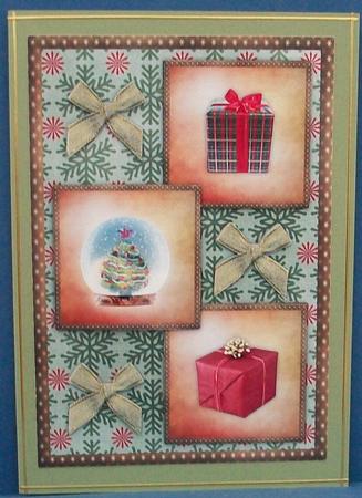 Snowglobe and Presents Three Square Quick Card by Cheryl French