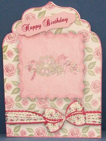 Elegant Top 5x7 Stencilled Roses Card by Cheryl French