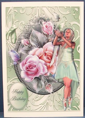 Beautiful Mint Green Ballerina in a Shimmering Swirl Frame by Cheryl French