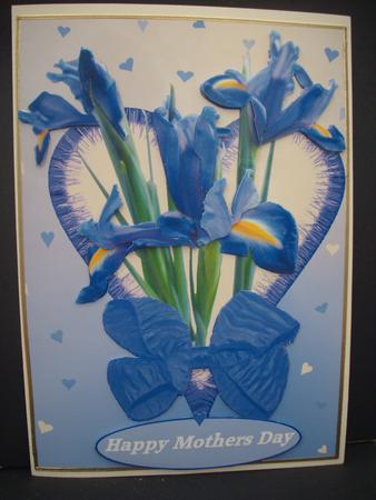 Purple Mauve Iris in Heart Decoupage by Cheryl French