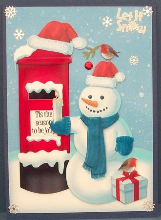 Jolly Snowman Checking the Mail with Robins by Cheryl French