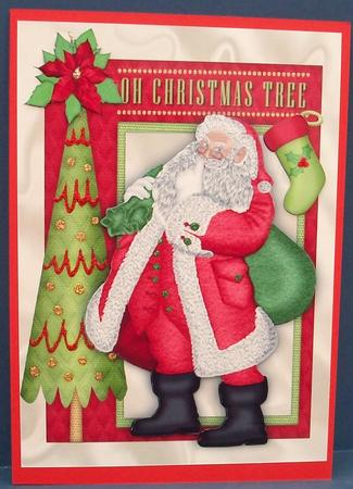 Santa with Christmas Tree and Stocking by Cheryl French