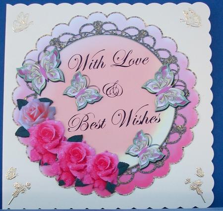 Large Scalloped Topper with Roses & Butterflies 1 by Cheryl French