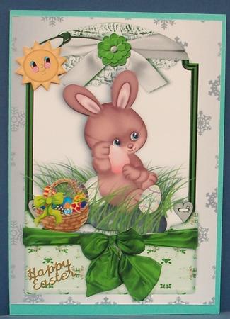 Cute Easter Bunny with Basket of Eggs by Cheryl French
