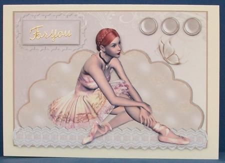 Sitting Pretty Ballerina Envelope Card Front by Cheryl French