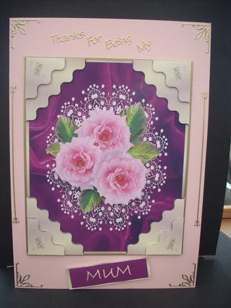 Roses and Lace in a Golden Frame with Corner Stacker and Decoupage by Cheryl French