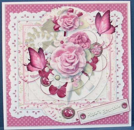 Shabby Chic Vintage Roses and Butterflies Pyramid by Cheryl French
