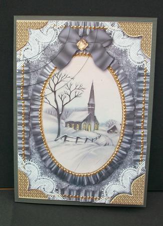Church Lights Oval 7x5inch Duo Corner Stack Card Front by Cheryl French