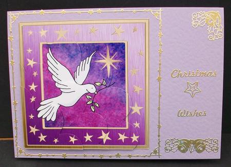 Xmas Dove Quick Card with Shell Edged Corner Side Stacker by Cheryl French