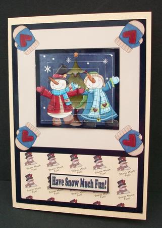 Snow Much Fun! Pyramid Card Front by Cheryl French