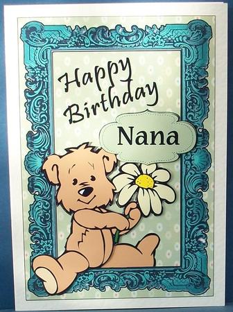 Teddy with Flower Birthday by Cheryl French
