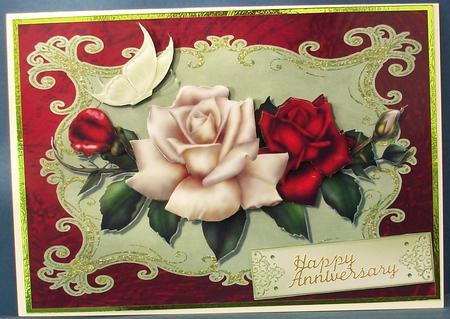 Lovely Cream & Red Rose's by Cheryl French