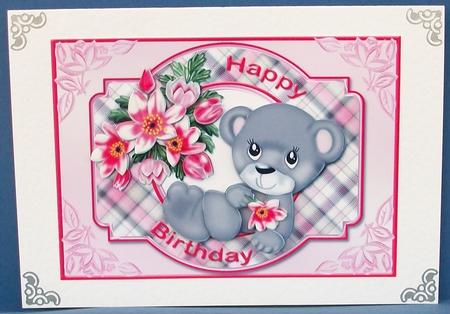 Laid Back Birthday Bear Card Front by Cheryl French