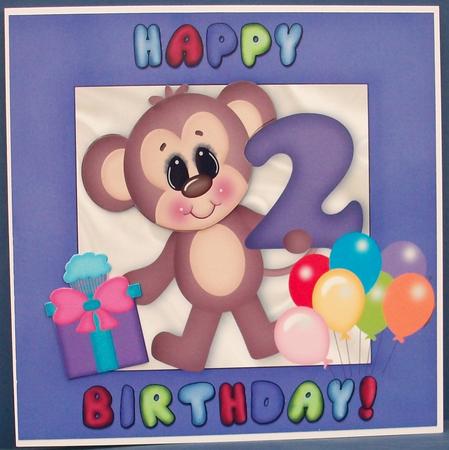 Little Monkeys Second Birthday with Balloons 8x8 by Cheryl French