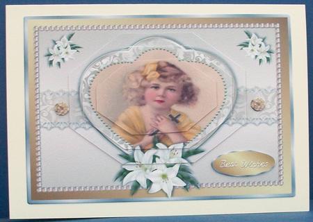 Sweet Little Girl Holding a Cross Octagon Pyramid by Cheryl French
