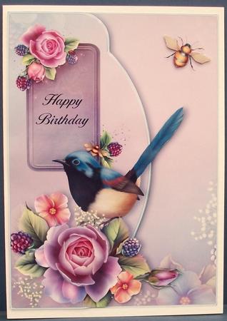 English Roses Scalloped Fancy Edge Birthday Card by Cheryl French