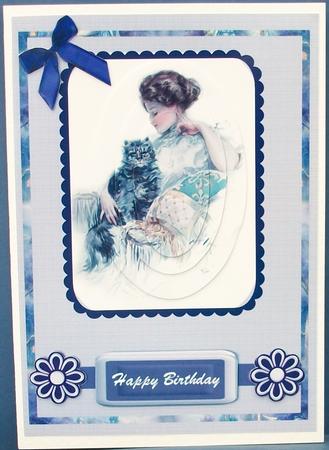Lovely Lady Sitting with Her Cat ( Pyramarge ) by Cheryl French