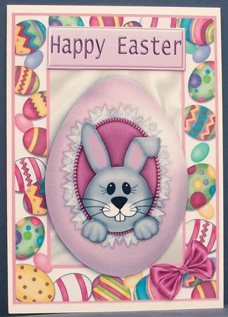 Cute Little Bunny Peeking in Easter Egg by Cheryl French