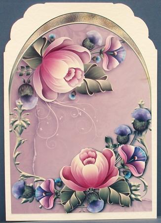 Beautiful Pink Floral Arched Topper + Decoupage by Cheryl French