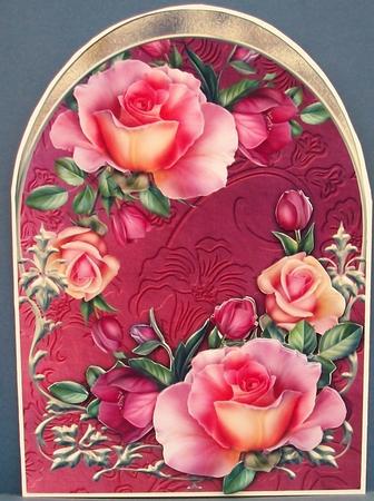 Beautiful Peach Roses Arched Topper + Decoupage by Cheryl French
