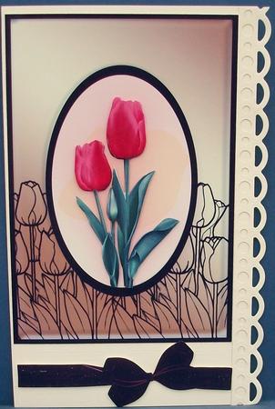 Red, Black and Gold Tulip Cameo 5x7 by Cheryl French