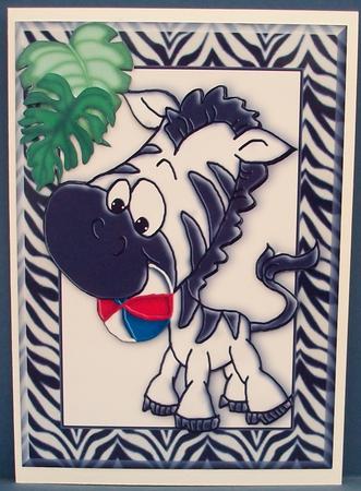 Cute Little Cartoon Zebra with Leaves by Cheryl French
