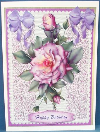 Lovely Lilac Lace and Pink Roses by Cheryl French