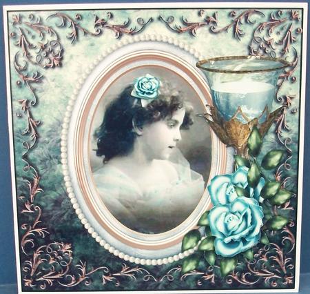Vintage Girl and Antique Roses by Cheryl French