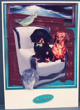Family Pet Portrait Card Topper with Decoupage by Cheryl French