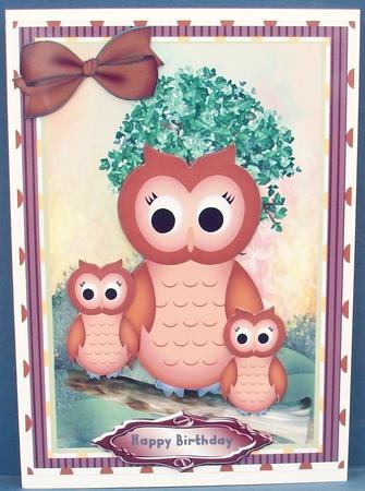 Three Wise Owls Sitting on a Log by Cheryl French