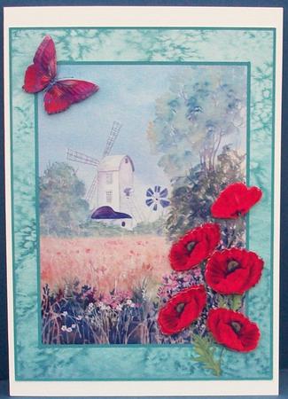 Windmill and Poppies Decoupage Sheet by Cheryl French