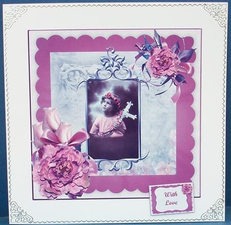 Vintage Portrait Rose Halo Little Girl with Insert & Gifttag by Cheryl French