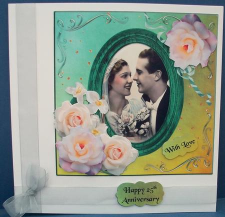 Vintage Wedding Portrait with Ivory Rose Decoupage by Cheryl French