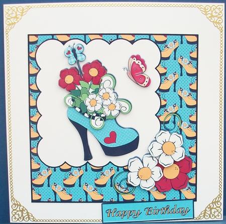Flower Shoe 6 x 6 Card - Birthday or Any Occasion by Cheryl French