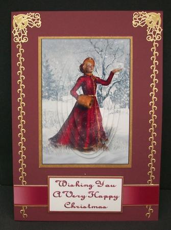 Christmas Girl in Red Dress by Cheryl French
