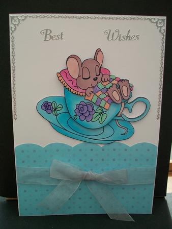 Mouse in Teacup Decoupage Style Sheet by Cheryl French