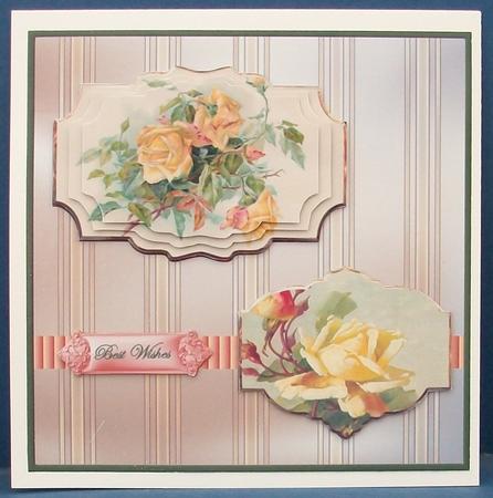 Vintage Yellow Rose Card Front with Toppers by Cheryl French