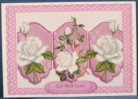 Beautiful White Roses on a Pink Plaque by Cheryl French