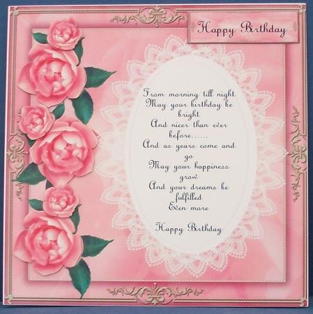 Beautiful Birthday Verse and Pink Roses by Cheryl French