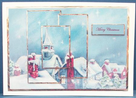 Snow on the Roofs Panel Card Front with Toppers by Cheryl French