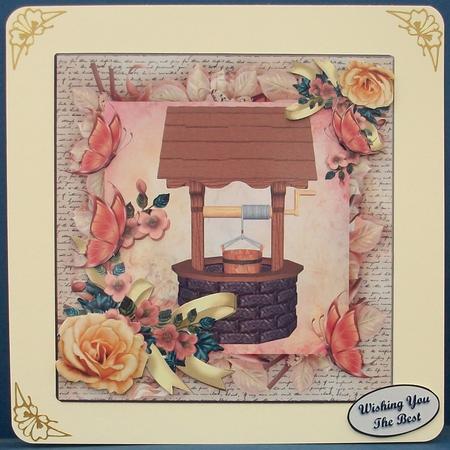 Wishing Well with Flower and Butterfly Decoupage by Cheryl French