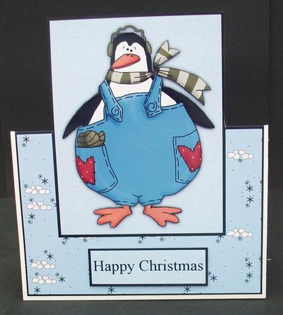 Penguins & Snowballs Over the Edge Card by Cheryl French