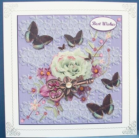 A Single Rose & Key Card Topper & Decoupage by Cheryl French
